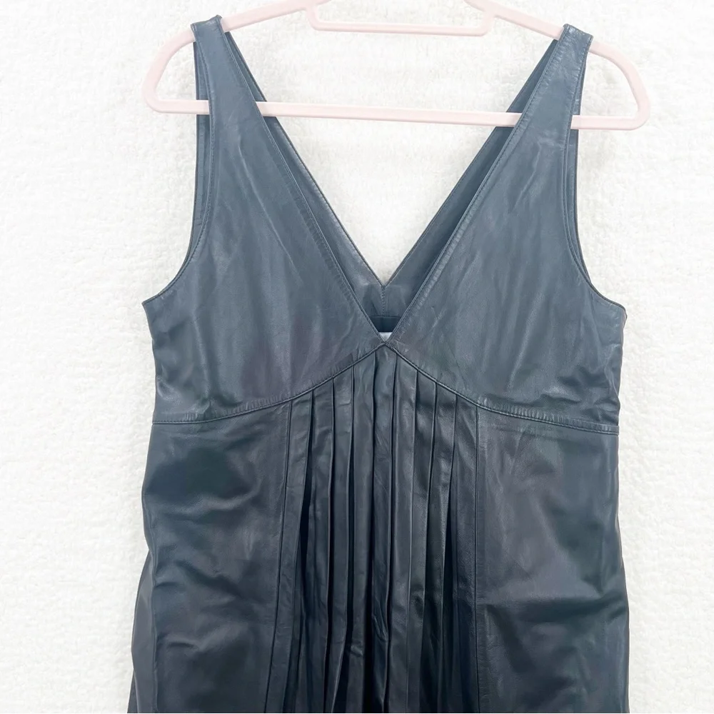 Massimo Dutti black sheep leather limited edition dress size S - Picture 5 of 11